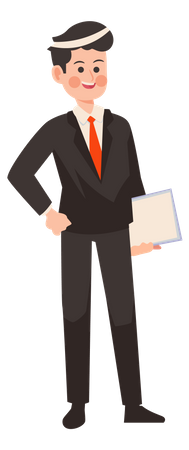 Businessman with presentation file  일러스트레이션