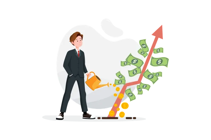 Businessman with profit growth concept Illustration