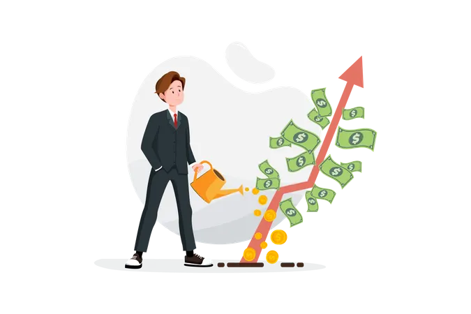 Businessman with profit growth concept  Illustration