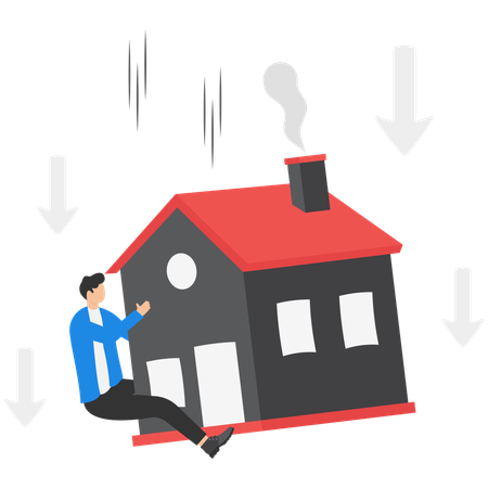 Businessman with property crisis  Illustration