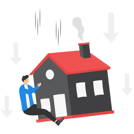 Businessman with property crisis  Illustration