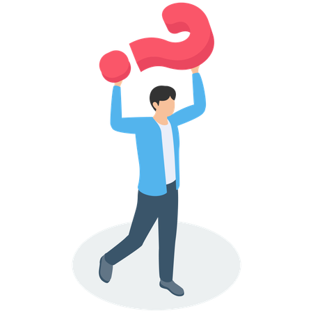 Businessman with Question mark Business difficulties  Illustration