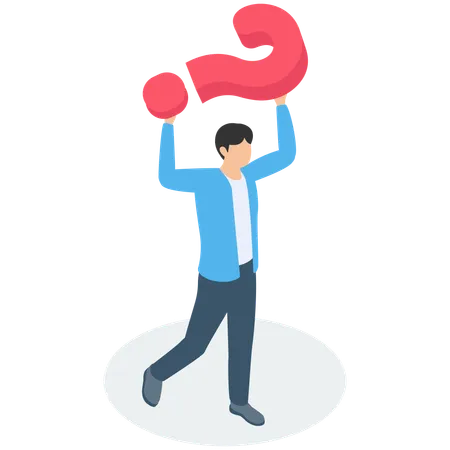 Businessman with Question mark Business difficulties  Illustration