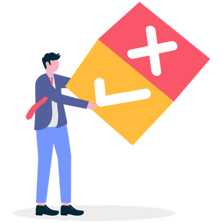 Businessman with right or wrong  Illustration