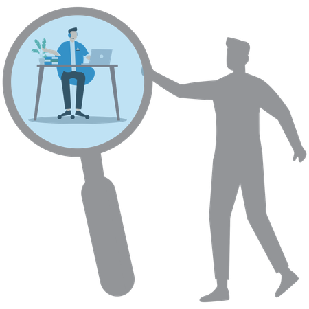 Businessman with shadow exploring himself  Illustration