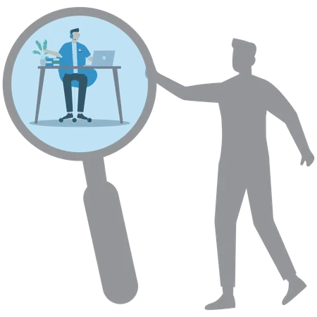 Businessman with shadow exploring himself  Illustration