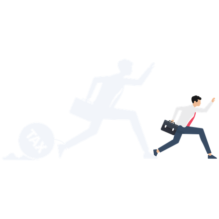 Businessman with shadow running away from tax  Illustration