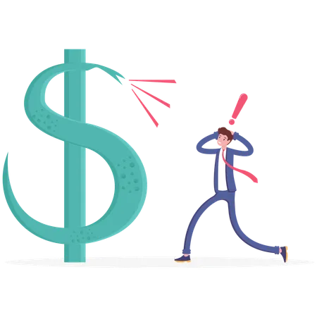 Businessman With Snake Money Dollar Icon Illustration Vector Cartoon Illustration