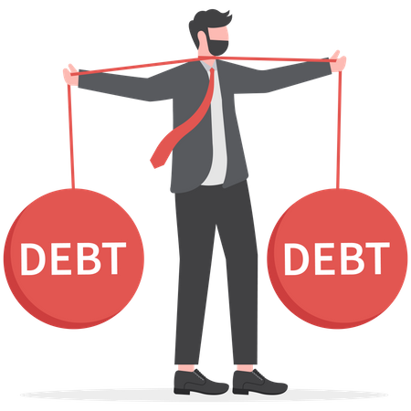 Businessman with strangling debts  Illustration