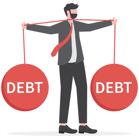 Businessman with strangling debts  Illustration