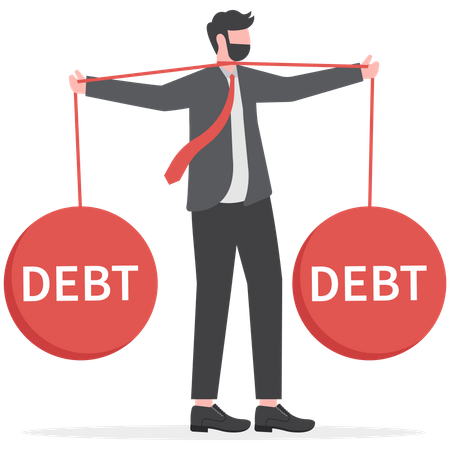 Businessman with strangling debts  Illustration