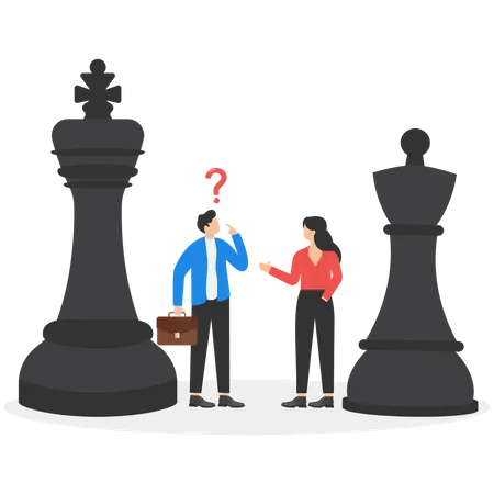 Businessman And The Chess King Were Desperate Business Strategy Concept Design Vector Illustration Illustration