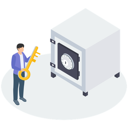 Businessman with Success business key or unlock business accessibility concept  Illustration