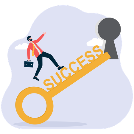 Businessman with success key  Illustration