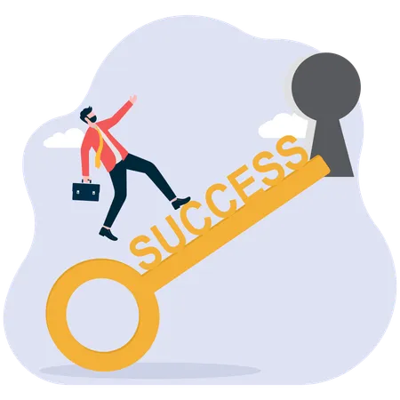 Businessman with success key  Illustration