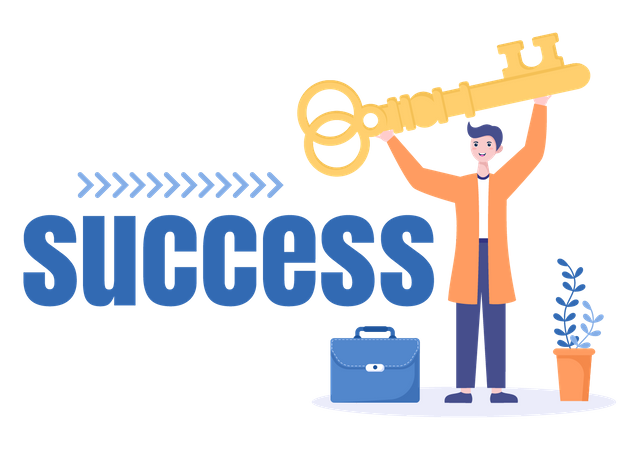 Businessman with success key  Illustration