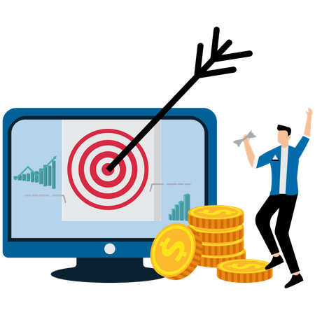 Businessman with target bullseye and goal elements  Illustration