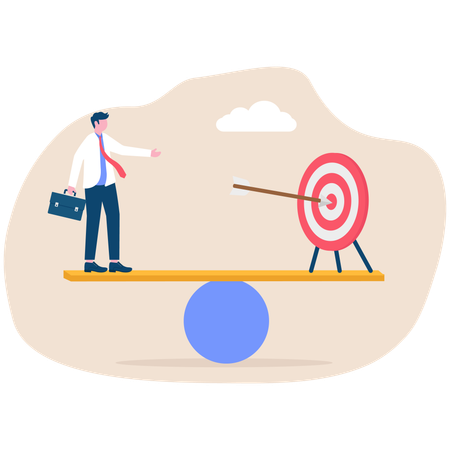 Businessman with target on scales  Illustration