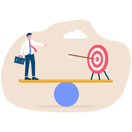 Businessman with target on scales  Illustration