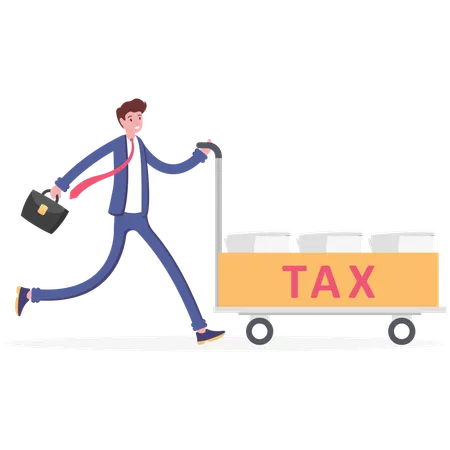 Businessman With Tax Word Illustration Vector Cartoon 일러스트레이션