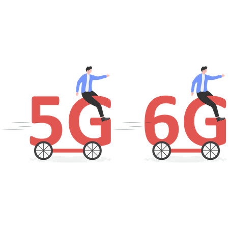 Businessman with Technology transformation change from 5G to 6G  Illustration