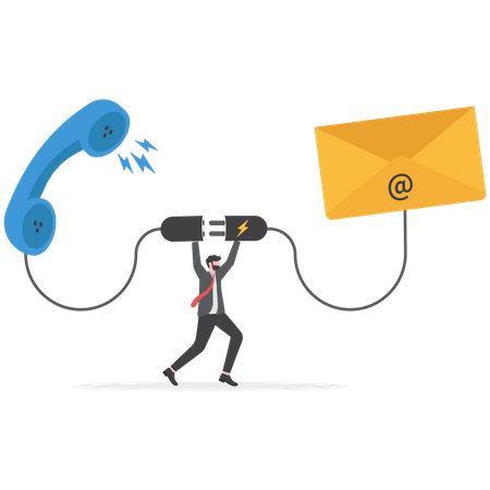 Businessman with telephone, email and location pin  Illustration