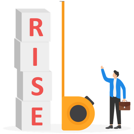 Businessman with the inscription rise business motivation  Illustration