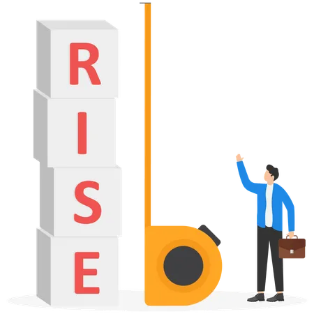 Businessman with the inscription rise business motivation  Illustration