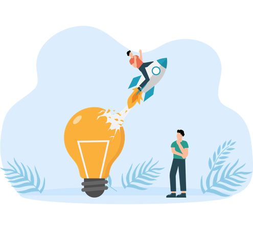 Businessman with Think outside the box  Illustration
