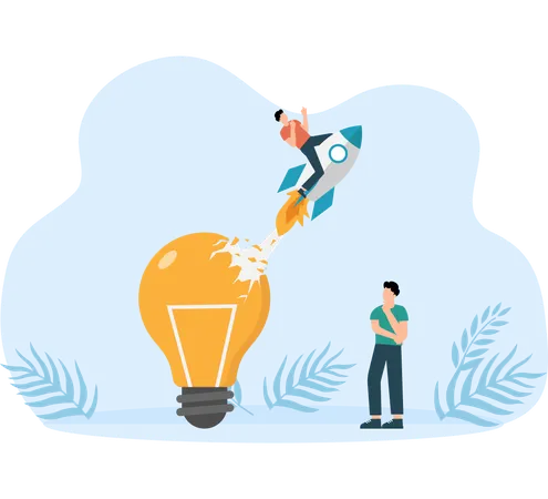 Businessman with Think outside the box  Illustration