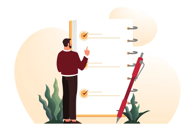 Businessman with to do list  Illustration