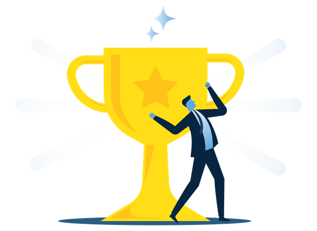 Businessman with trophy  Illustration