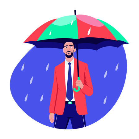 Businessman with umbrella  Illustration