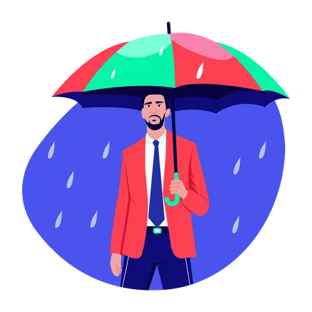 Businessman with umbrella  Illustration