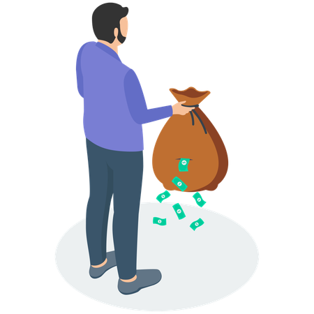 Businessman with Unknown cost drain out money  Illustration