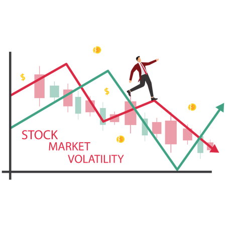 Businessman with Unstable Stock Market  Illustration