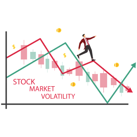 Businessman with Unstable Stock Market  Illustration