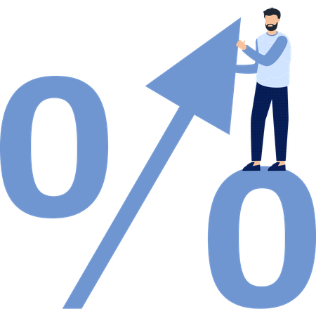 Businessman with Upward Arrow and Percentage Illustration