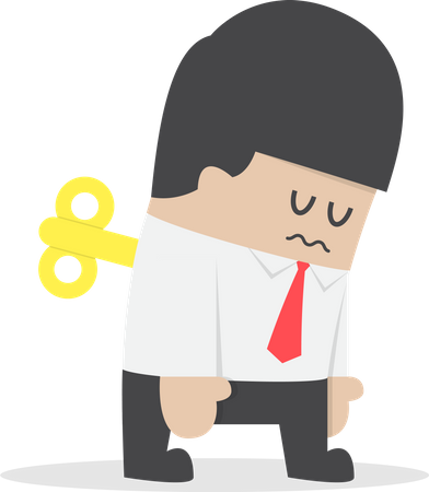 Businessman with wind-up key in his back Illustration