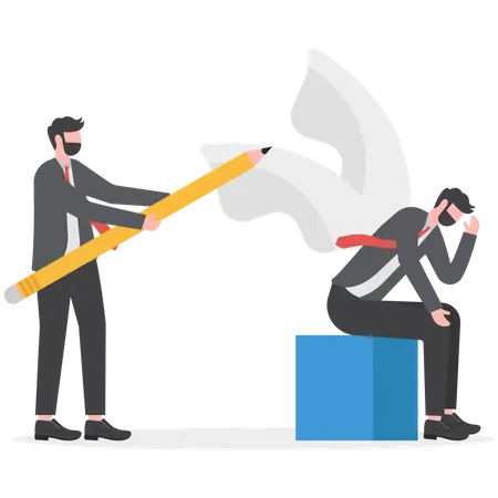 Help To Fly Businessman With Wings Illustration