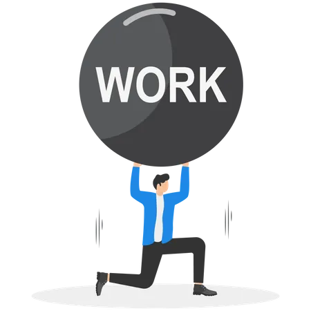 Work Responsibility Pressure Or Problem Debt Burden Or Difficulty Challenge Struggle Or Overworked Effort Or Punishment Concept Tired Businessman Carry Heavy Weight Rock Boulder In Atlas Pose Illustration