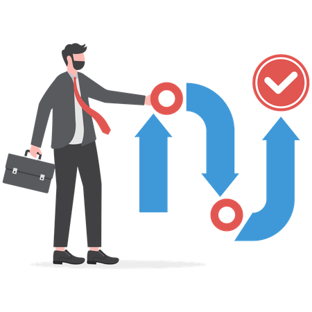 Businessman with workflow strategy and methodology process  Illustration