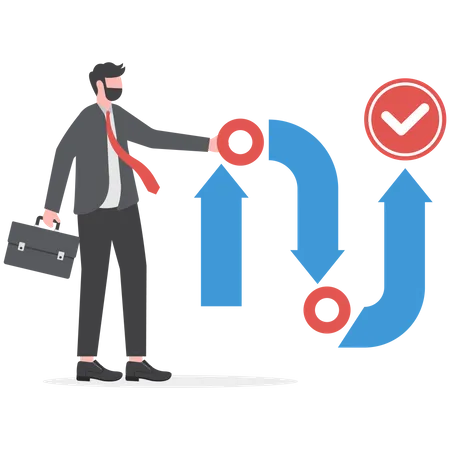 Businessman with workflow strategy and methodology process  Illustration