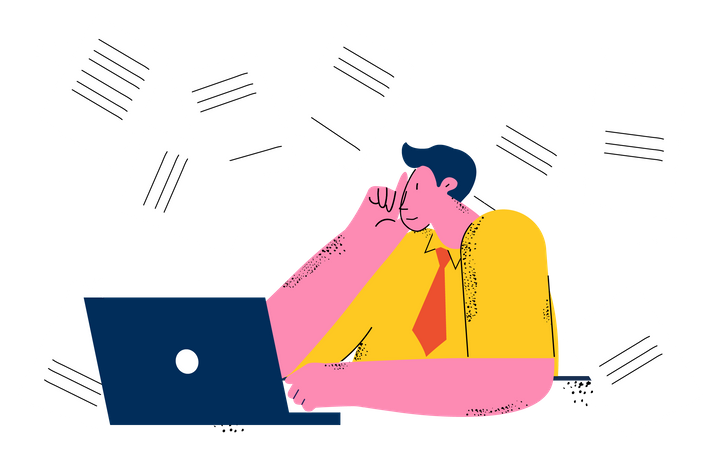 Businessman with workload  Illustration