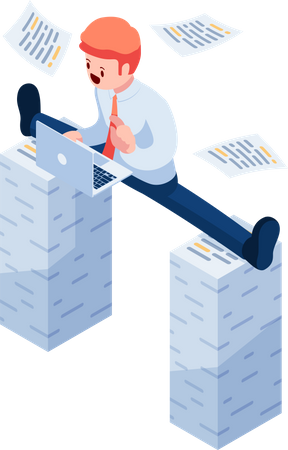 Businessman with workload  Illustration