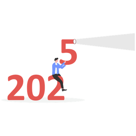 Businessman with Year 2025 outlook  Illustration