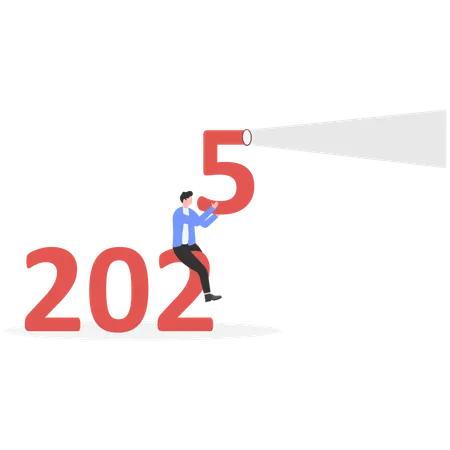 Businessman with Year 2025 outlook  Illustration