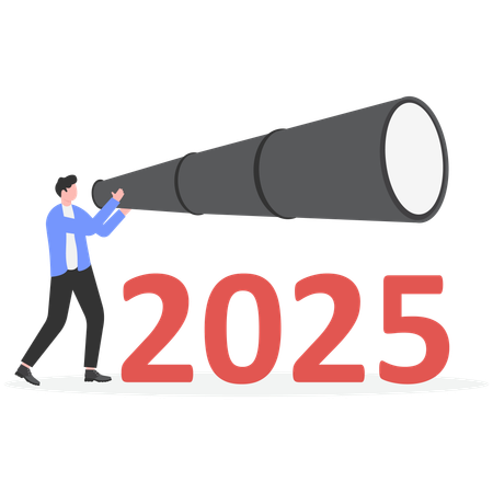 Businessman with Year 2025 outlook  Illustration