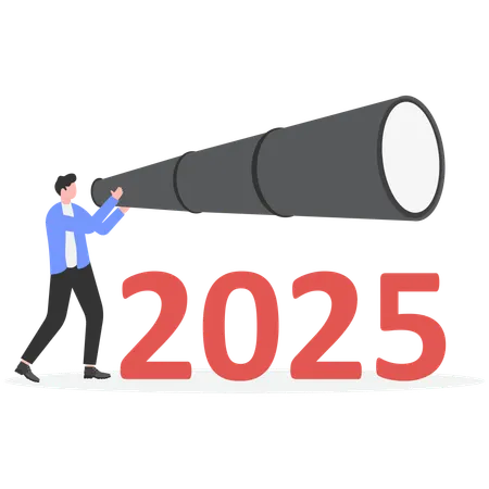 Businessman with Year 2025 outlook  Illustration