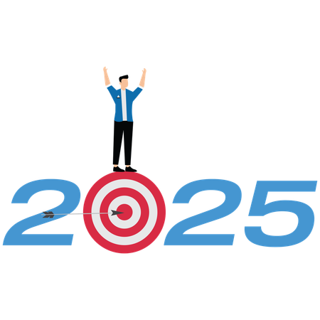 Businessman with Year-2025-target  Illustration